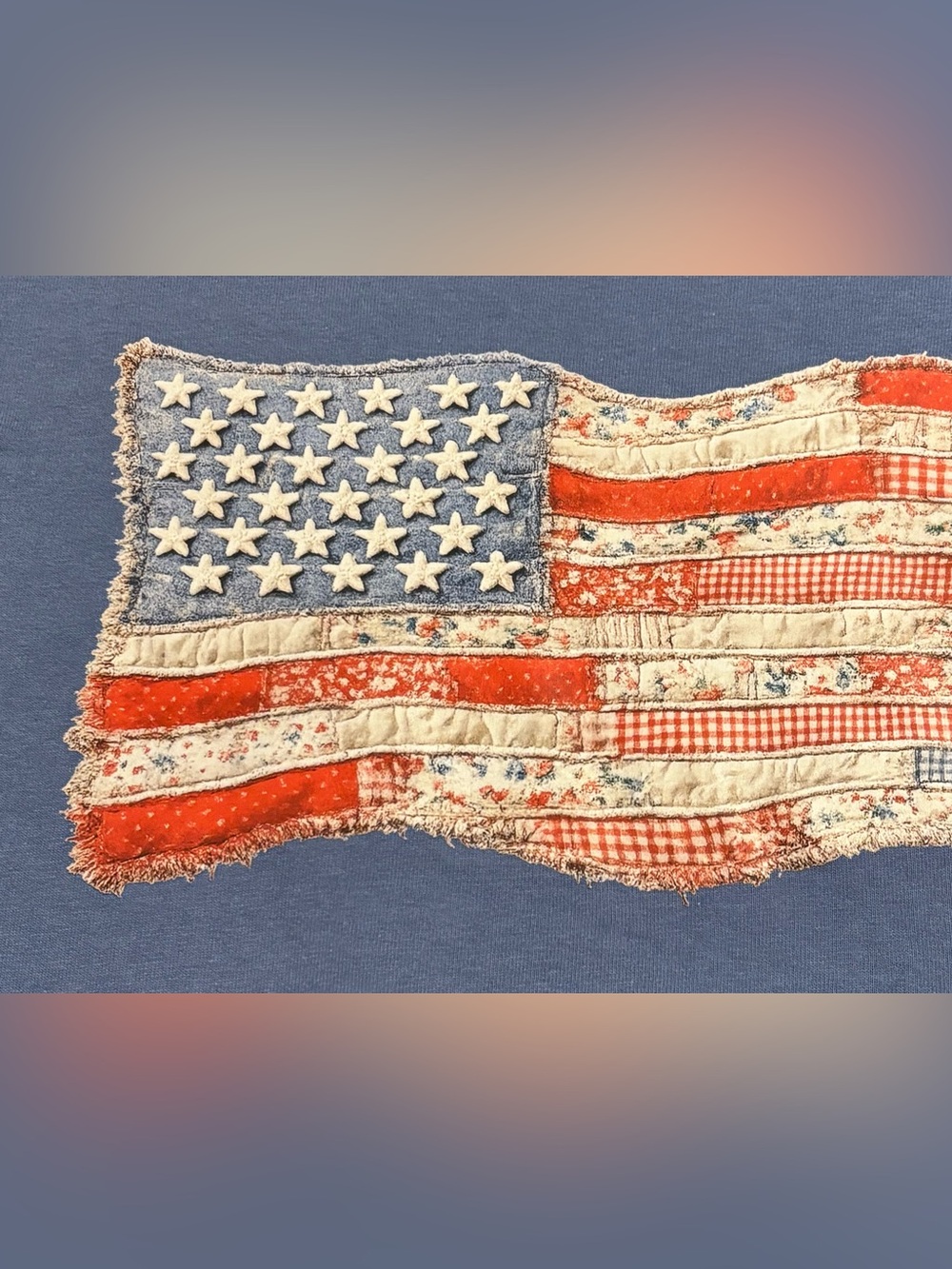 NEW Patriotic Quilted American Flag Textile Décor - Red, White & Blue Medium